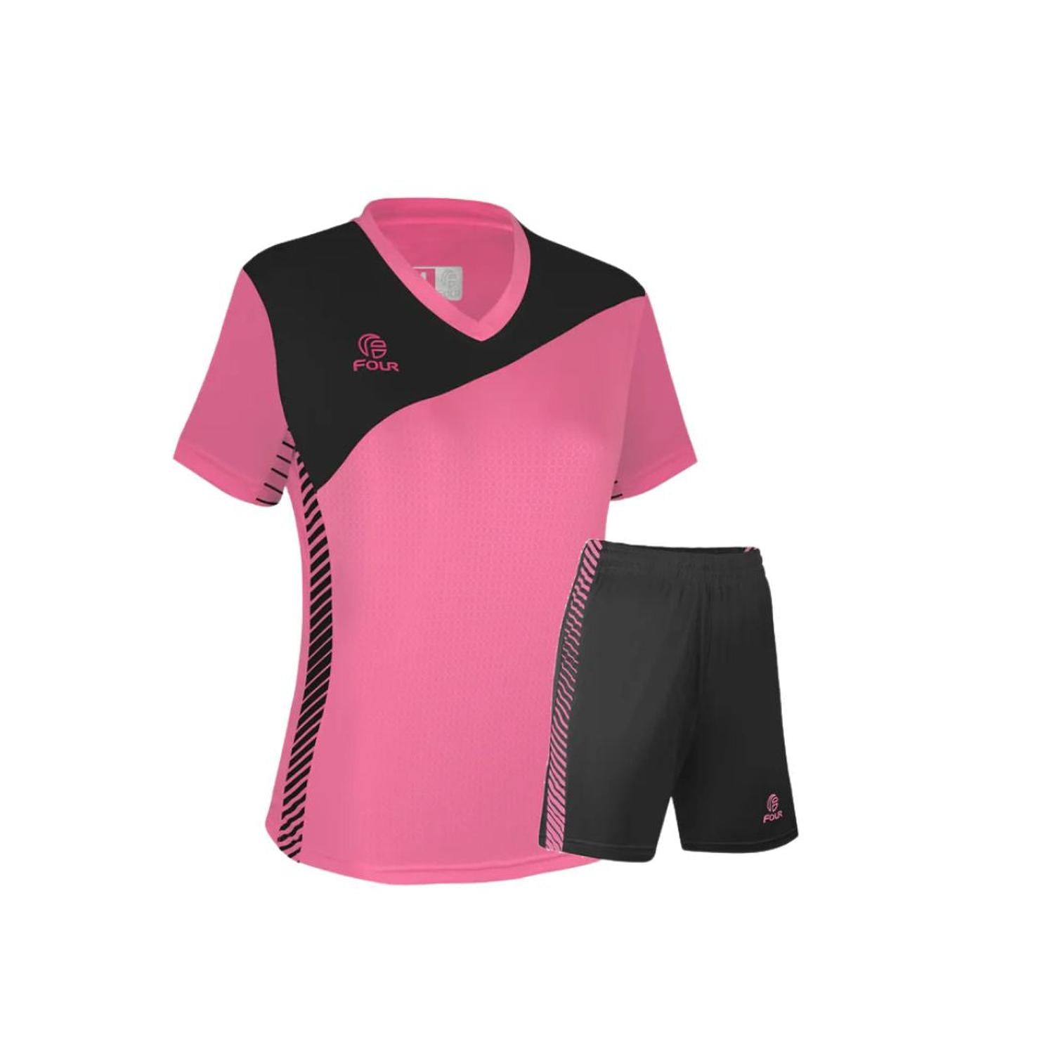 Camiseta de Futbol Mujer y Short Rosado Oscuro Four Olympique