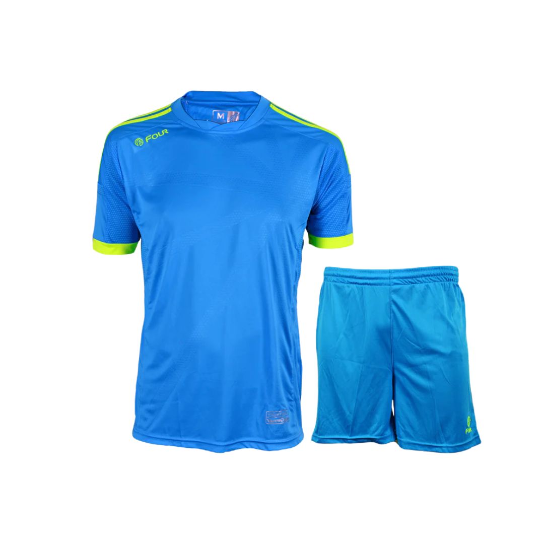 Camiseta de Futbol y Short - Azul Amarillo Neón - Four Norwich - Talla M