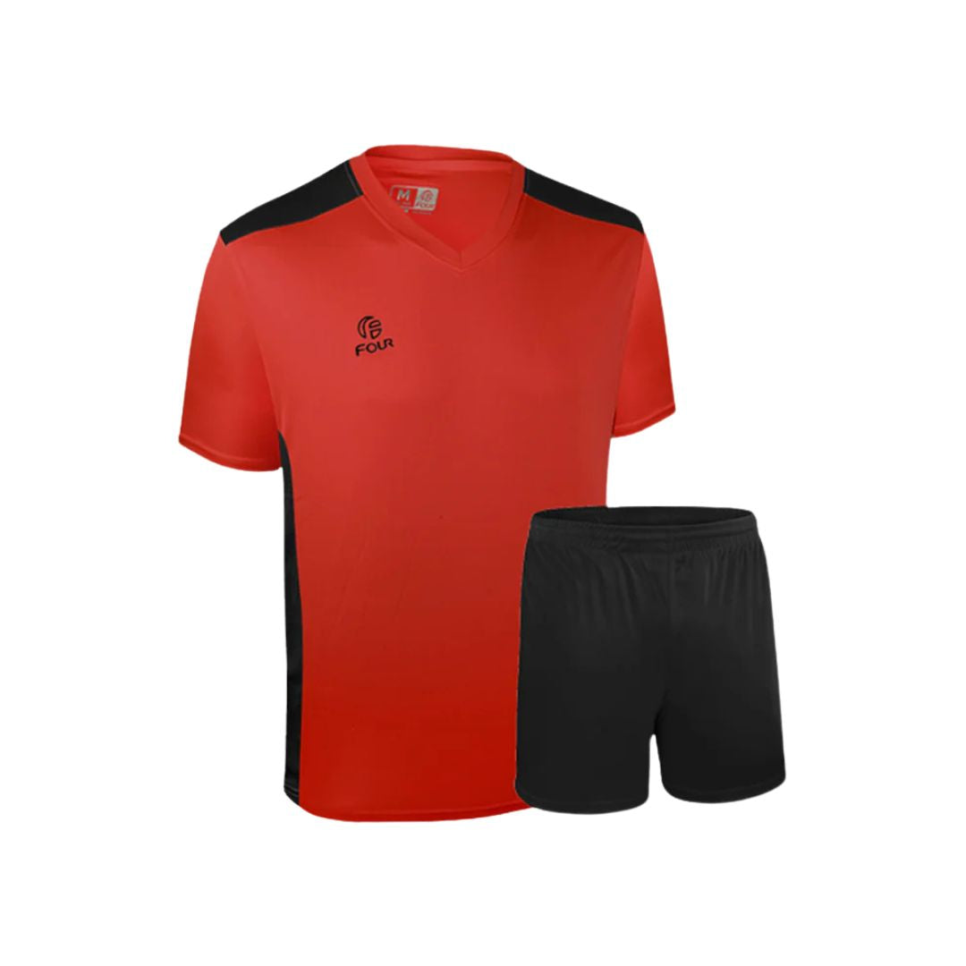 Camiseta Futbol + Short Rojo Negro - Four Palermo
