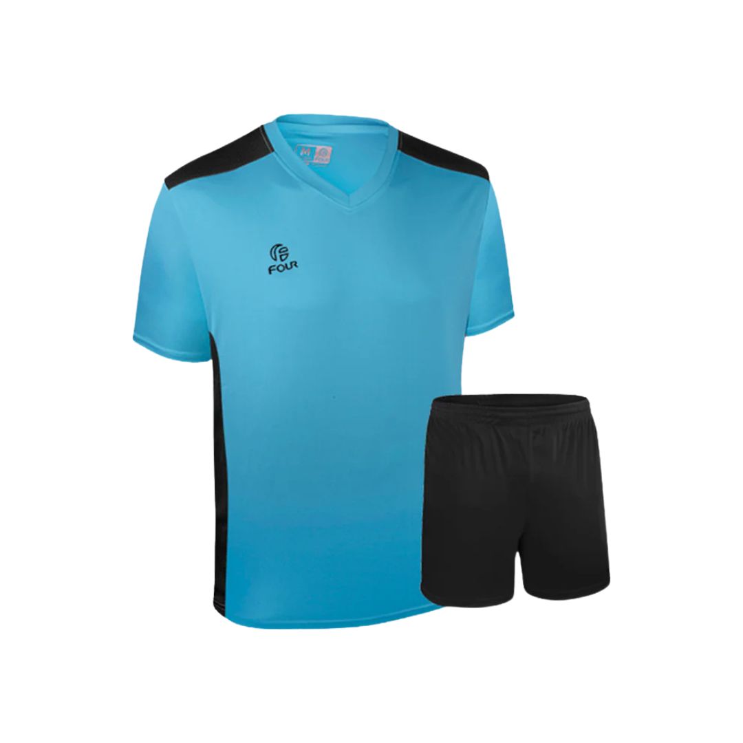 Camiseta de Futbol y Short - Celeste Negro - Four Palermo - Talla M