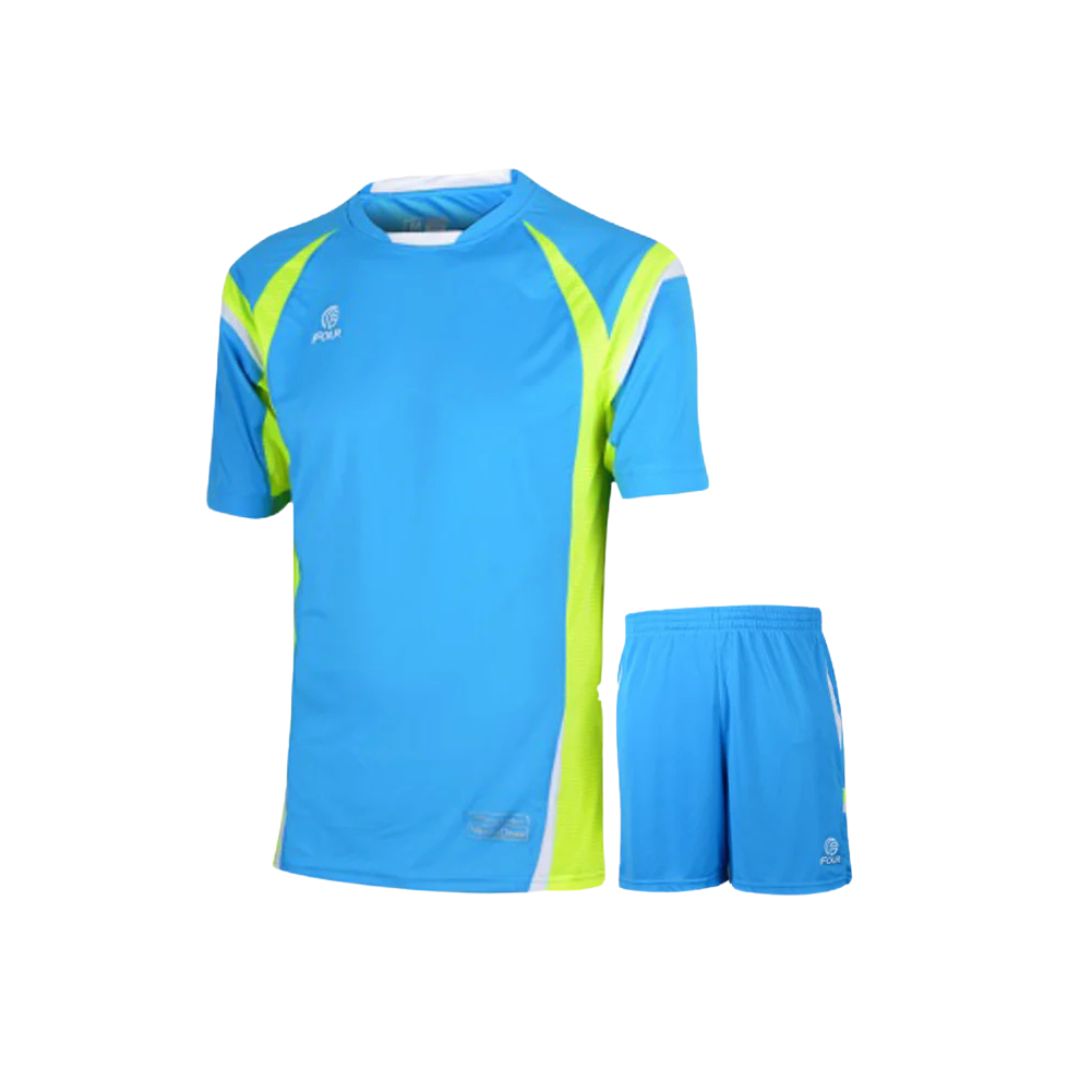 Camiseta de Futbol y Short - Celeste Amarillo Neón - Four Celtic - Talla M