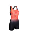 Traje de Baño Mujer Natación - Naranja Negro - Four