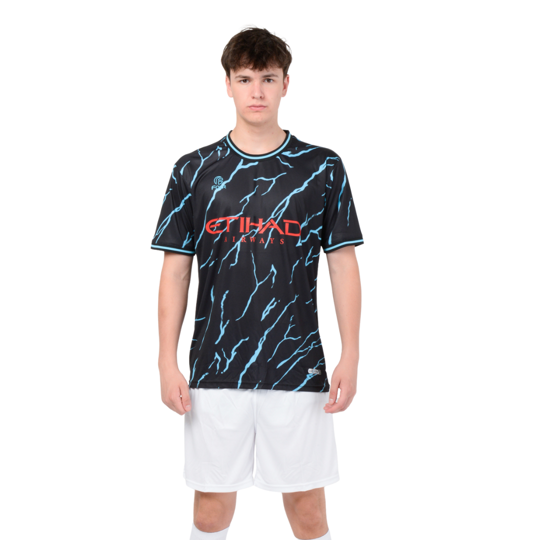 Replica Manchester City Visita - Negro Relampago (Solo Camiseta)