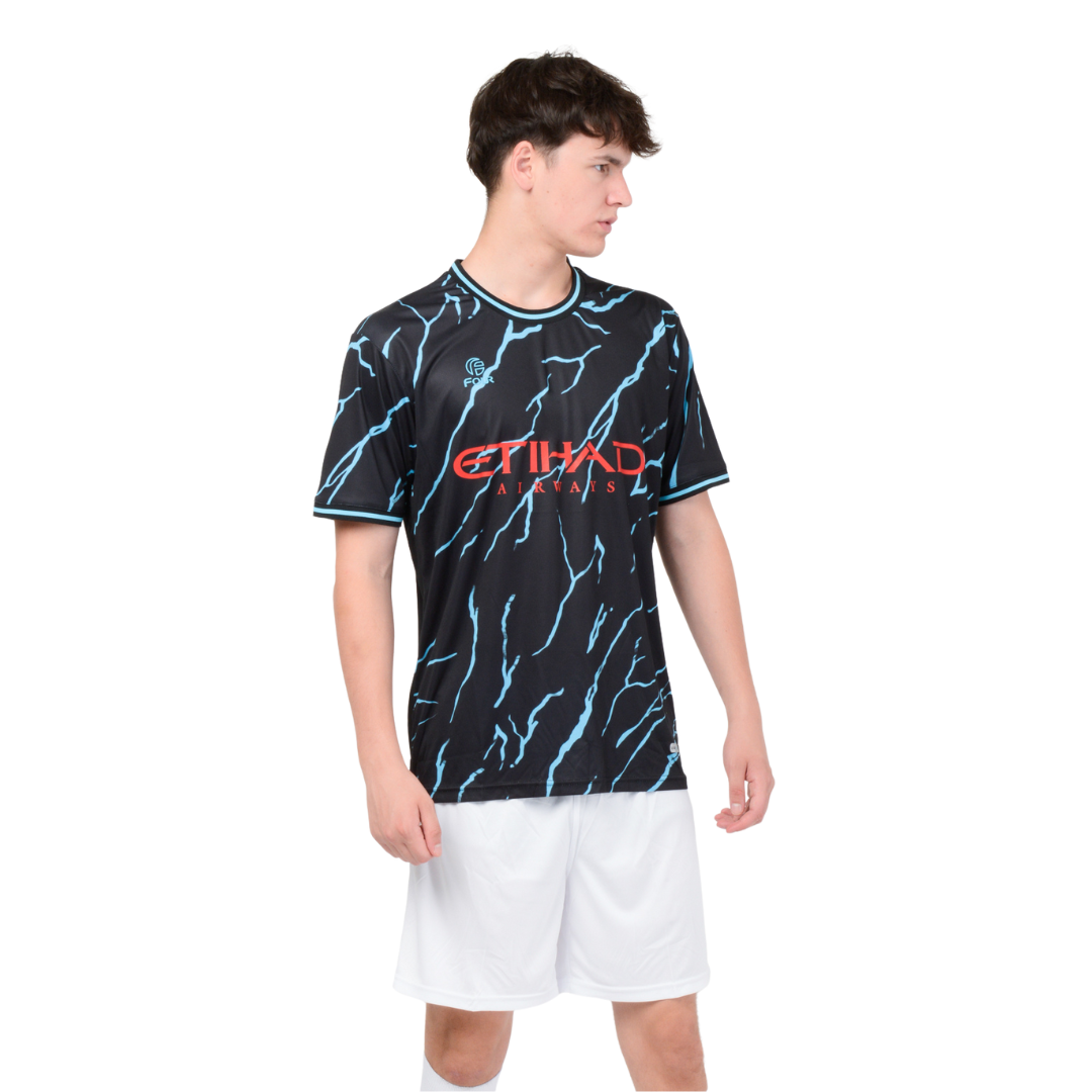 Replica Manchester City Visita - Negro Relampago (Solo Camiseta)
