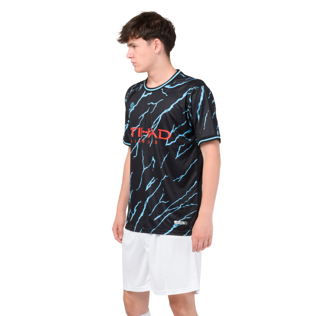 Replica Manchester City Visita - Negro Relampago (Solo Camiseta)