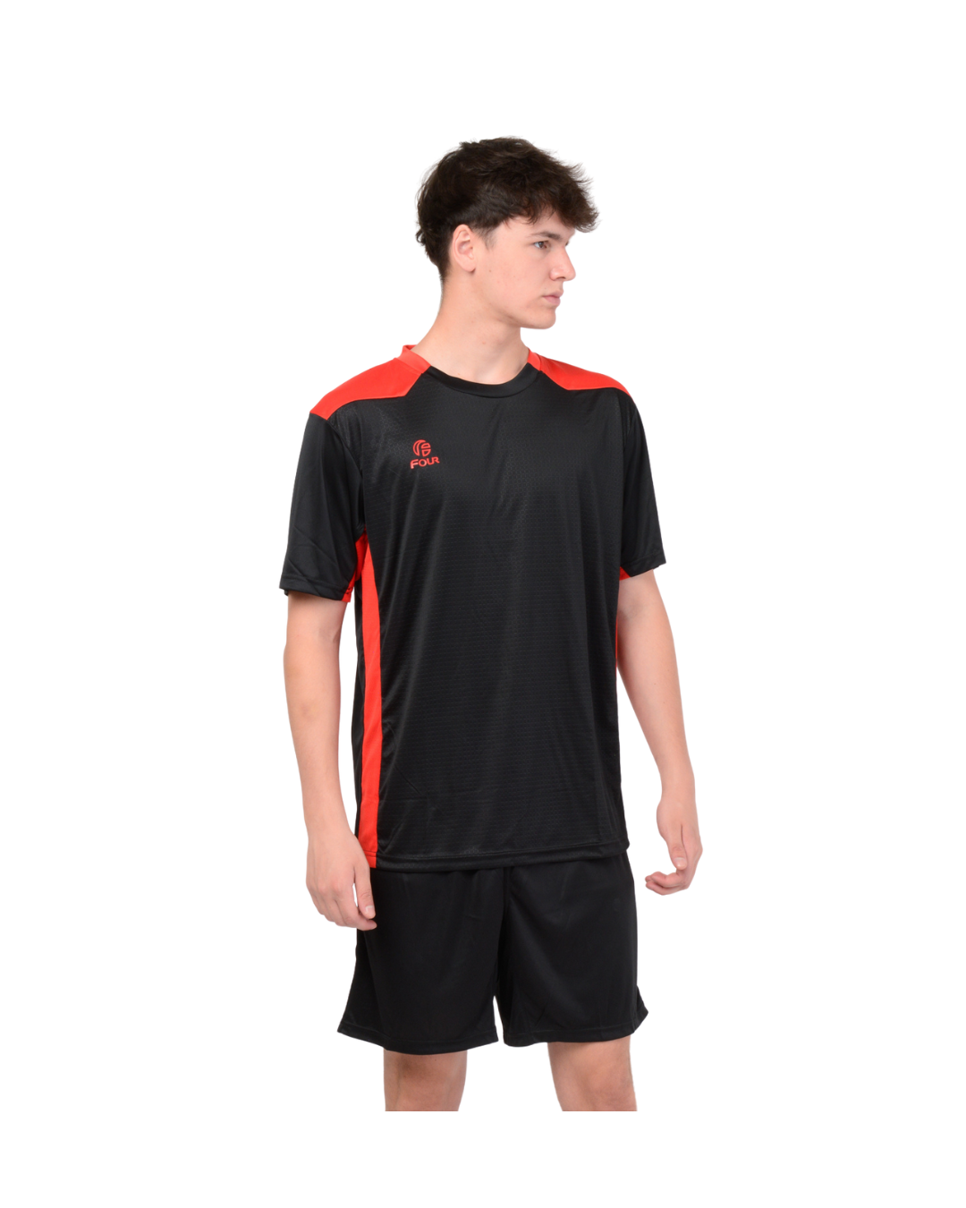 Camiseta de Futbol y Short - Negro Rojo - Four Betis