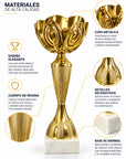 Trofeo Copa Metal Dorado Ornamental con Base de Mármol