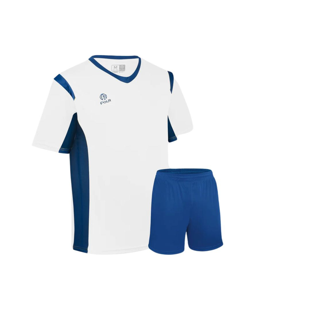 Camiseta de Futbol y Short - Blanco Azul - Four New Bundesliga - Talla M