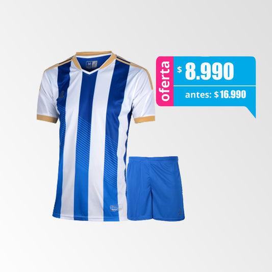 Camiseta de Futbol y Short Modelo Argentina Azul Rey-Blanco-Oro