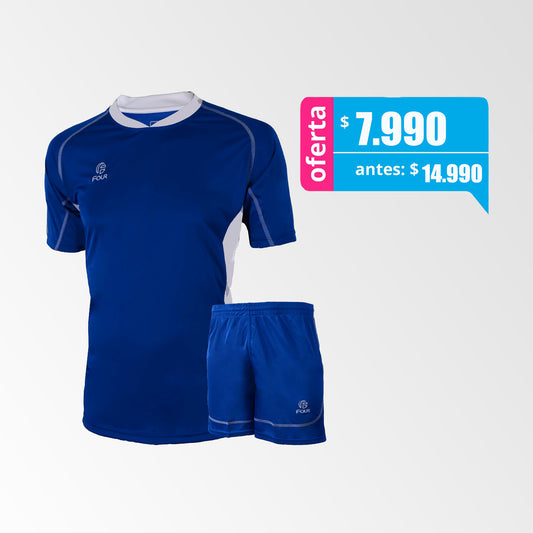 Camiseta de Futbol y Short Modelo Bundesliga Azul-Blanco