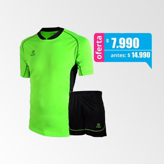 Camiseta de Futbol y Short Modelo New Bundesliga Lima Neón-Negro