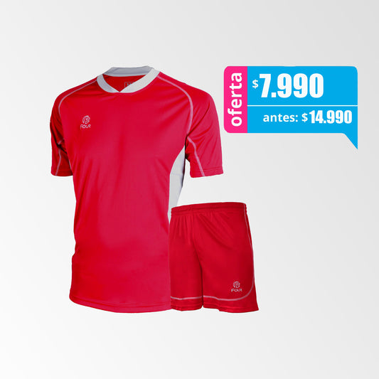 Camiseta de Futbol y Short Modelo Bundesliga Rojo-Blanco