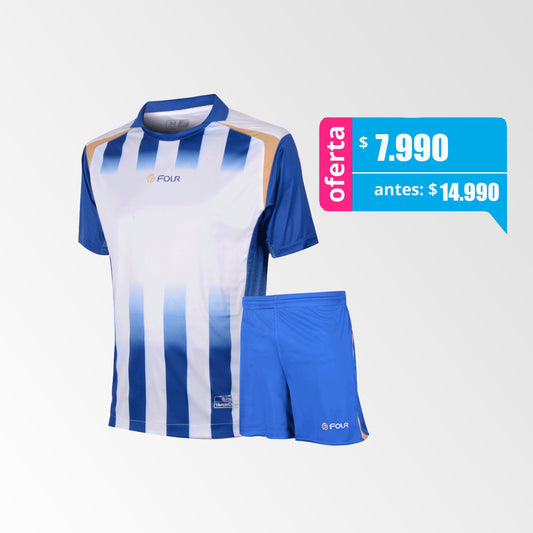 Camiseta de Futbol y Short Modelo Set Newcastle Blanco-Azul rey-Oro Vega