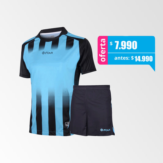 Camiseta de Futbol y Short Modelo Set Newcastle Celeste-Negro