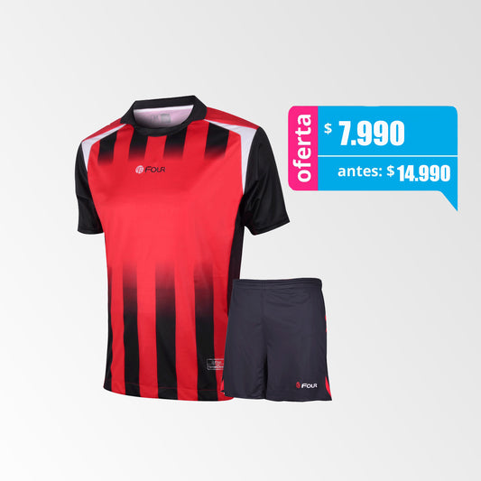 Camiseta de Futbol y Short Modelo Set Newcastle Rojo-Negro-Blanco