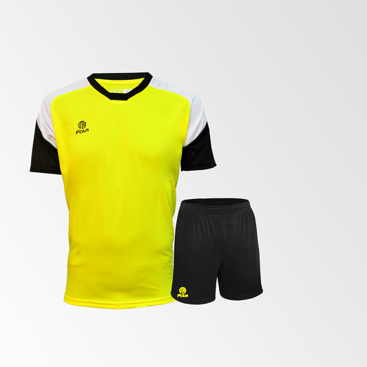 Pack 14 Camisetas de Fútbol y Short Four United Amarillo Blanco Negro Talla M