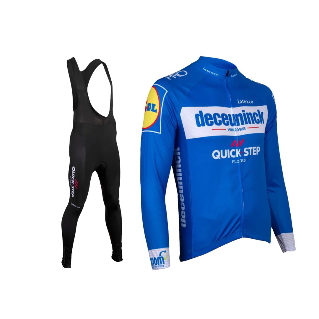 Traje de Ciclismo Manga Larga Quick Step Azul Negro – Tienda Four