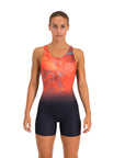 Traje de Baño Mujer Natación - Naranja Negro - Four