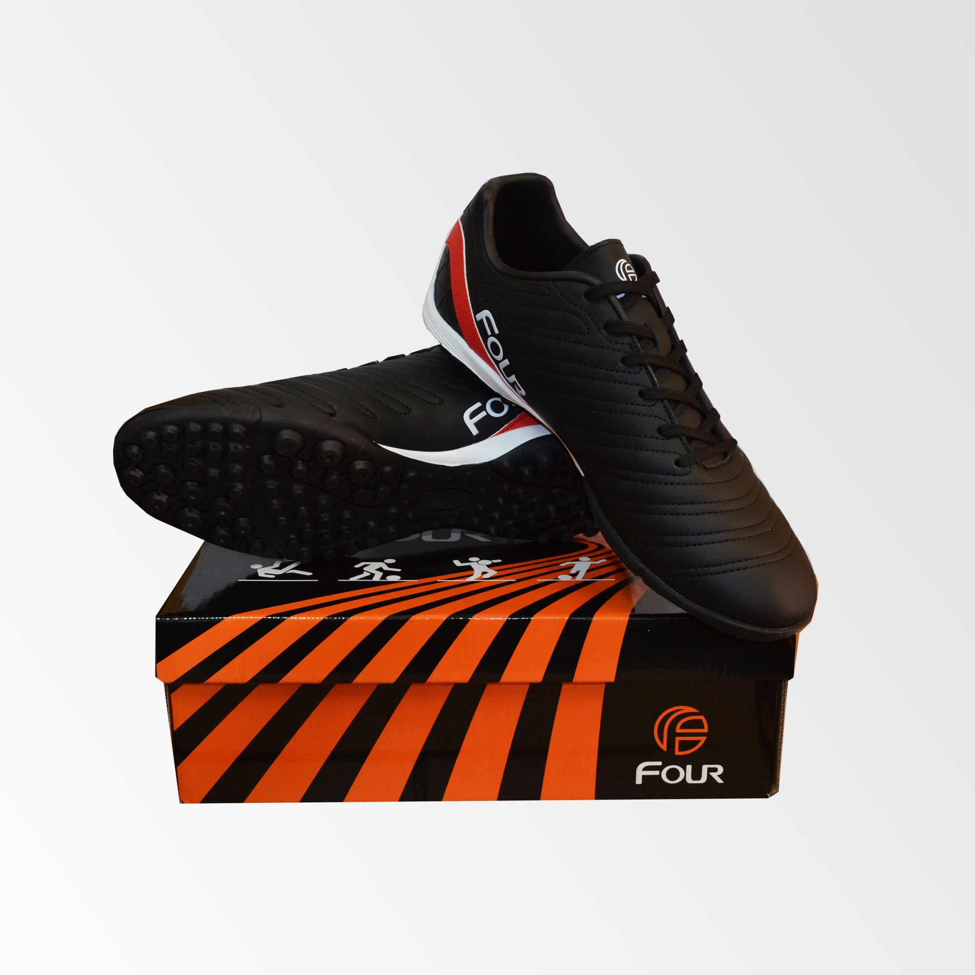 Zapatillas de Futbolito/Futsal Four Negro Rojo