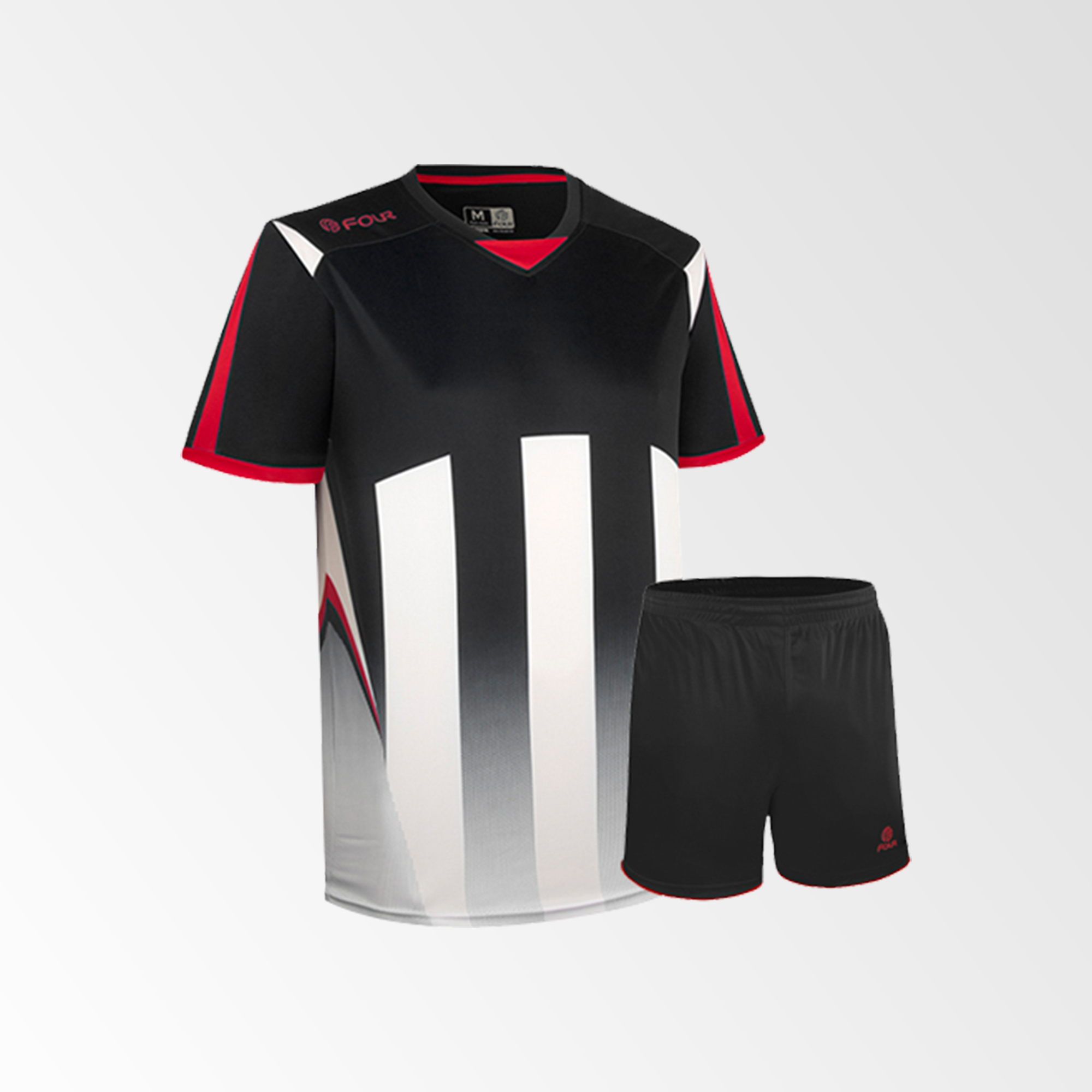 Camiseta de Futbol y Short Negro Blanco Rojo Watford Tienda Four