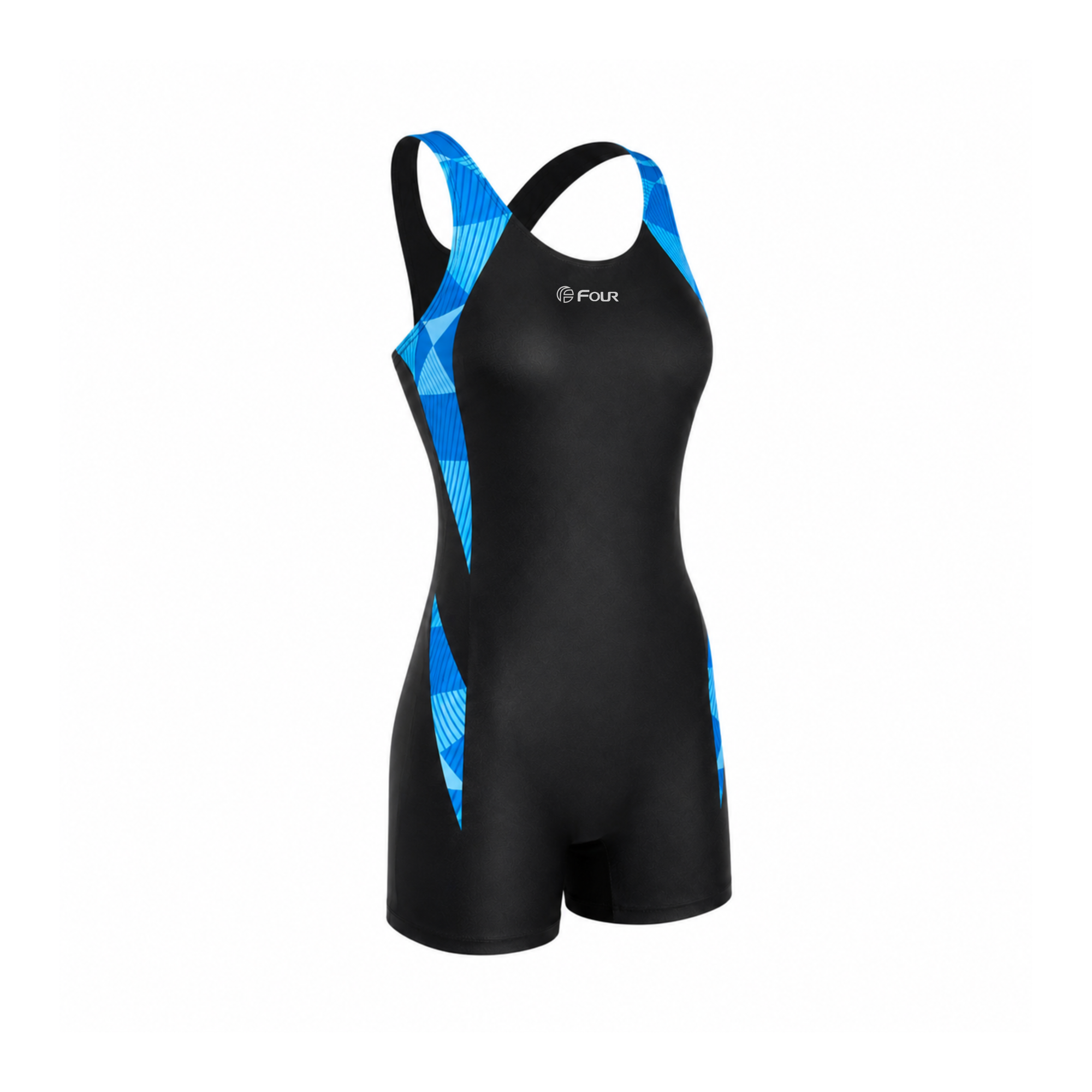 Traje de Baño Natación Mujer Four Hydrofit Negro Azul