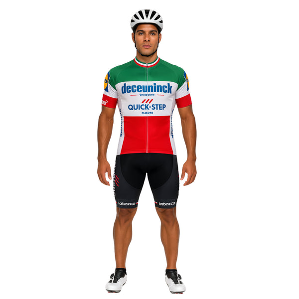 Traje de Ciclismo Quick Step Rojo Verde Blanco Manga Corta