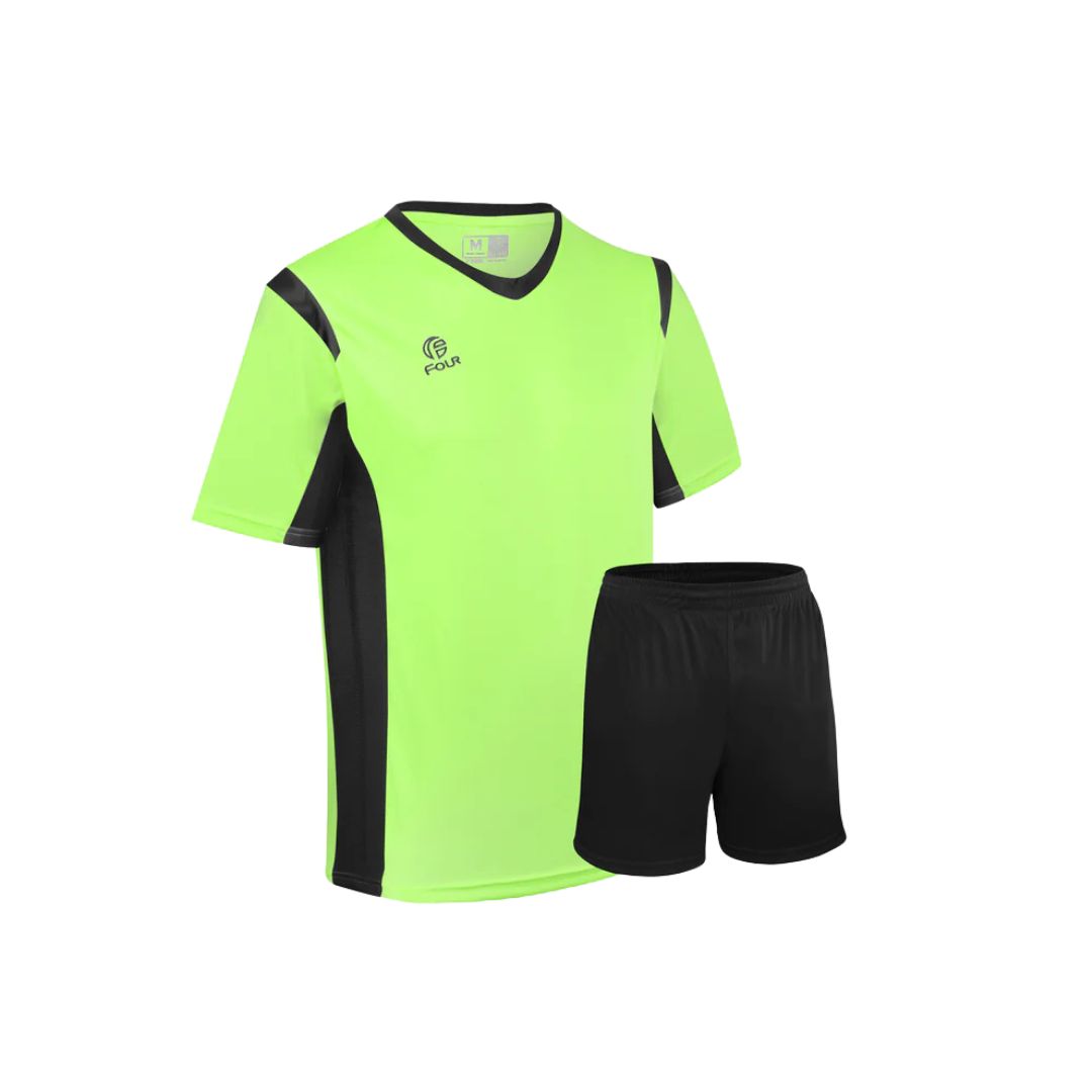 Camiseta de Futbol + Short Verde Neón Negro - Four New Bundesliga - Talla M