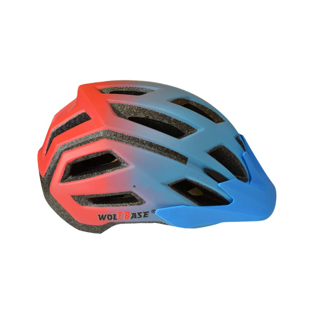 Casco Bicicleta Ajustable -  Wolfbase Celeste Naranjo