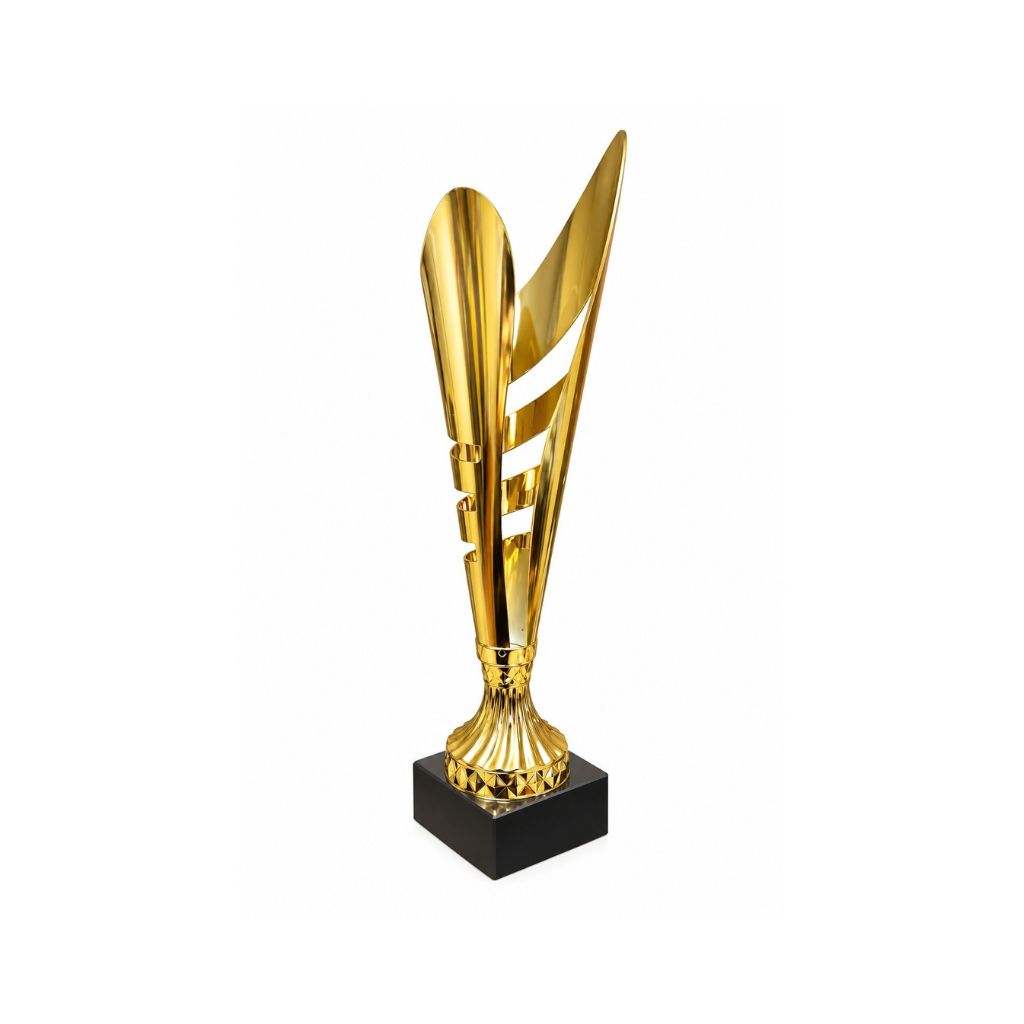 Trofeo Copa Espiral Metálico Dorado con Base de Mármol Negra