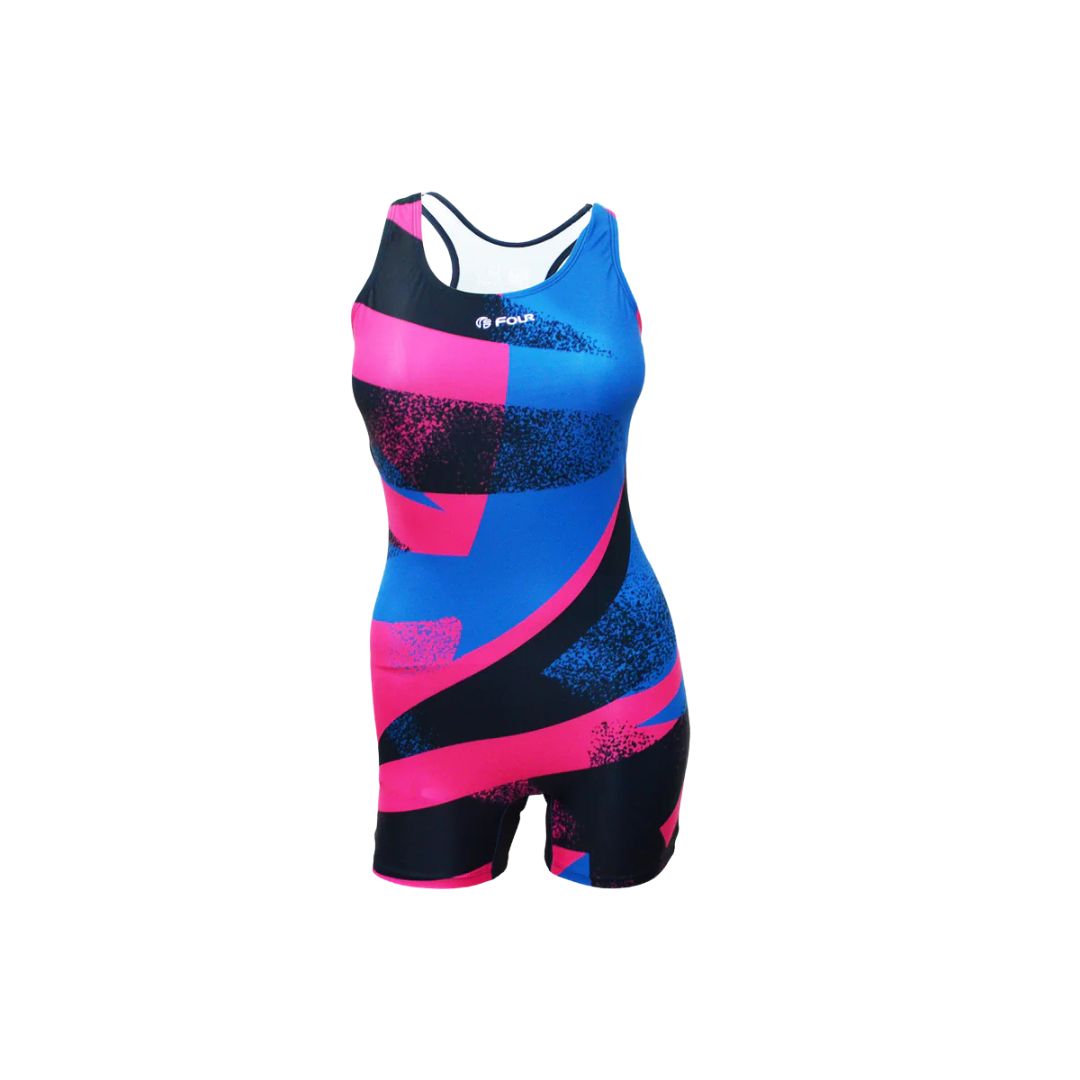 Traje de Baño Mujer Natación Boxer - Four Azul Rosado