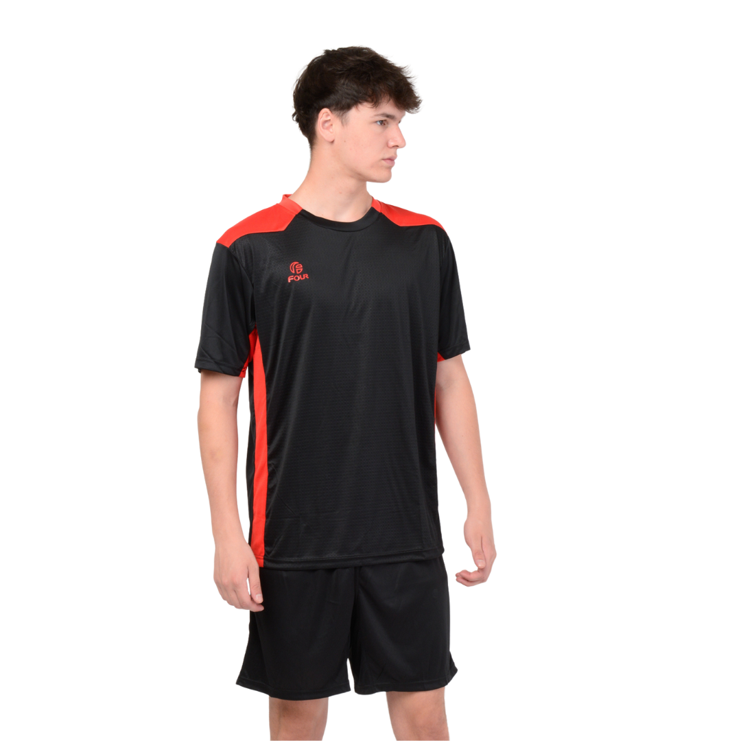 Camiseta de Futbol y Short - Negro Rojo - Four Betis