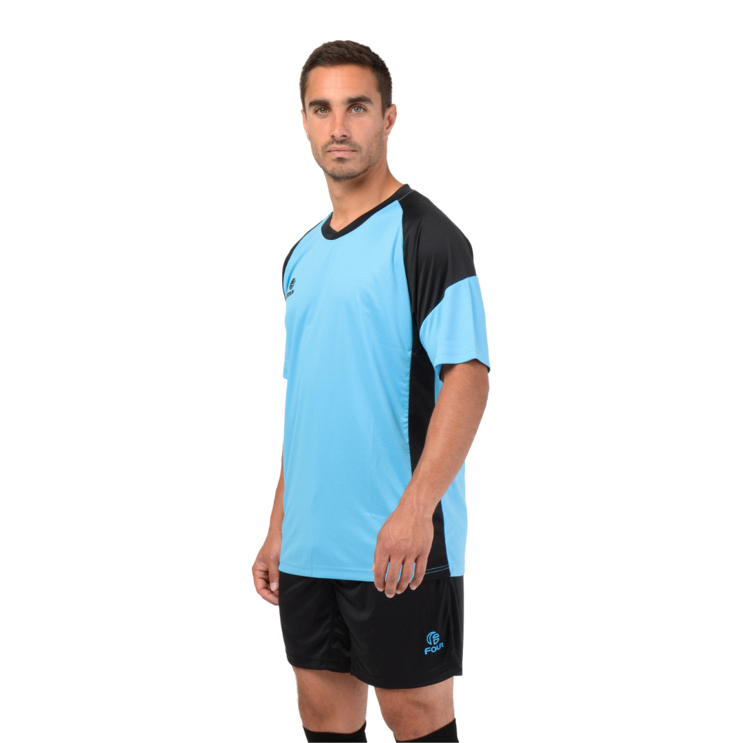 Camiseta de Futbol y Short - Celeste Negro - Four Dortmund