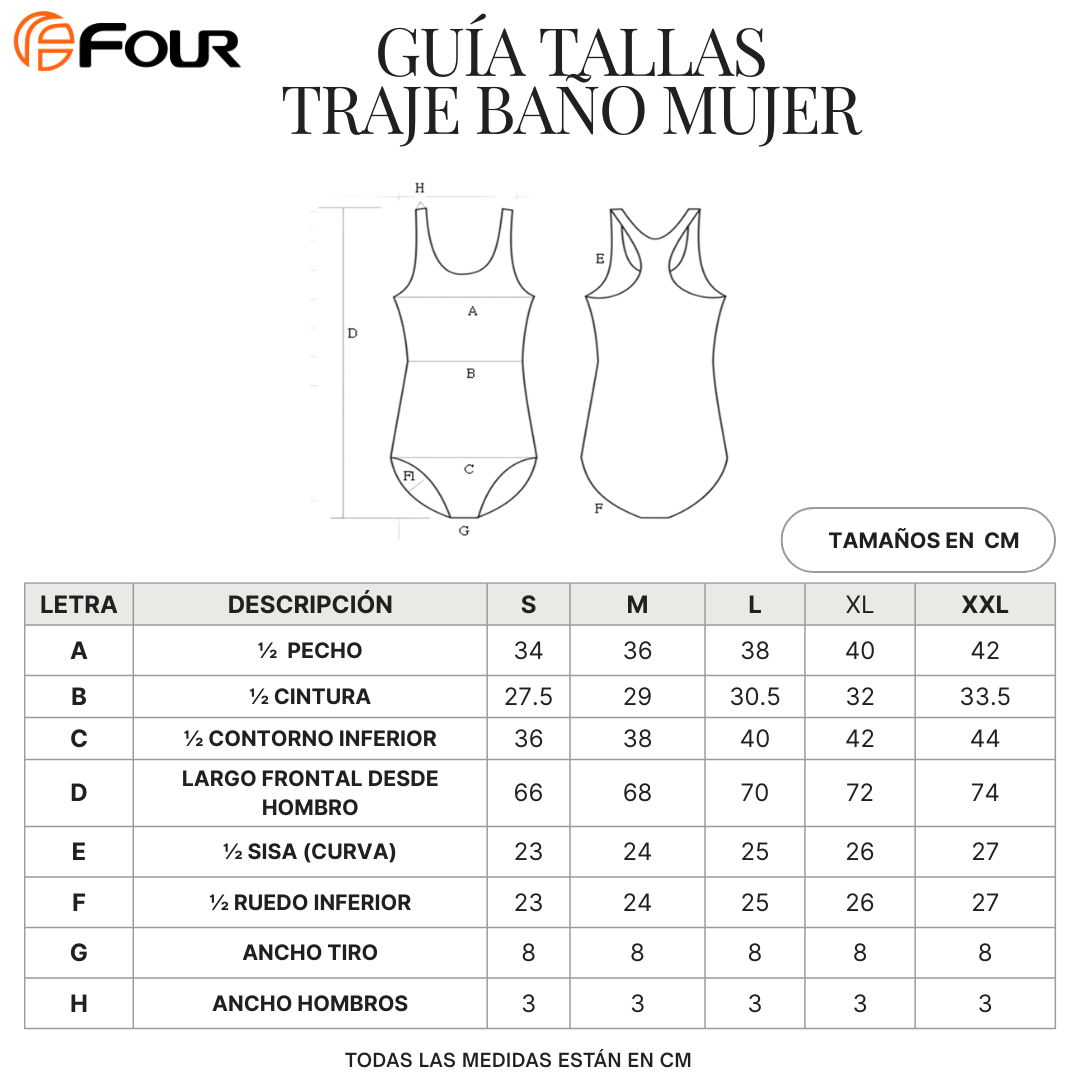 Traje de Baño Mujer Natación - Four Azul Marino Verde