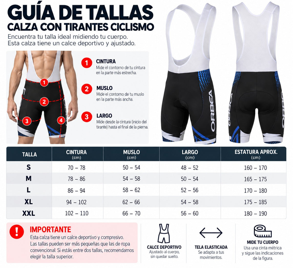 Traje de Ciclismo Orbea Negro Azul Manga Corta