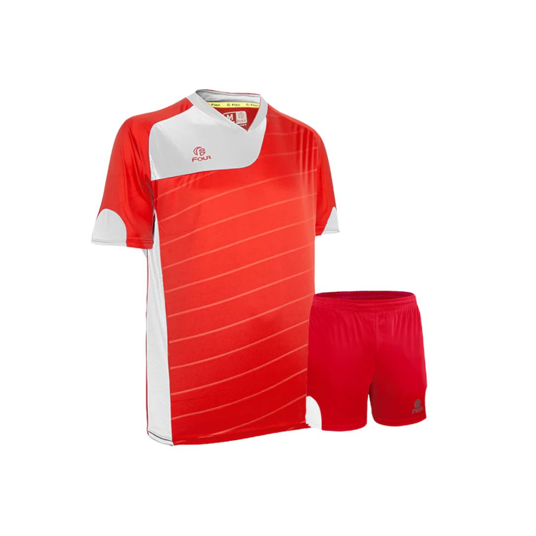 Camiseta de Futbol + Short Rojo Blanco - Four Torino - Talla M