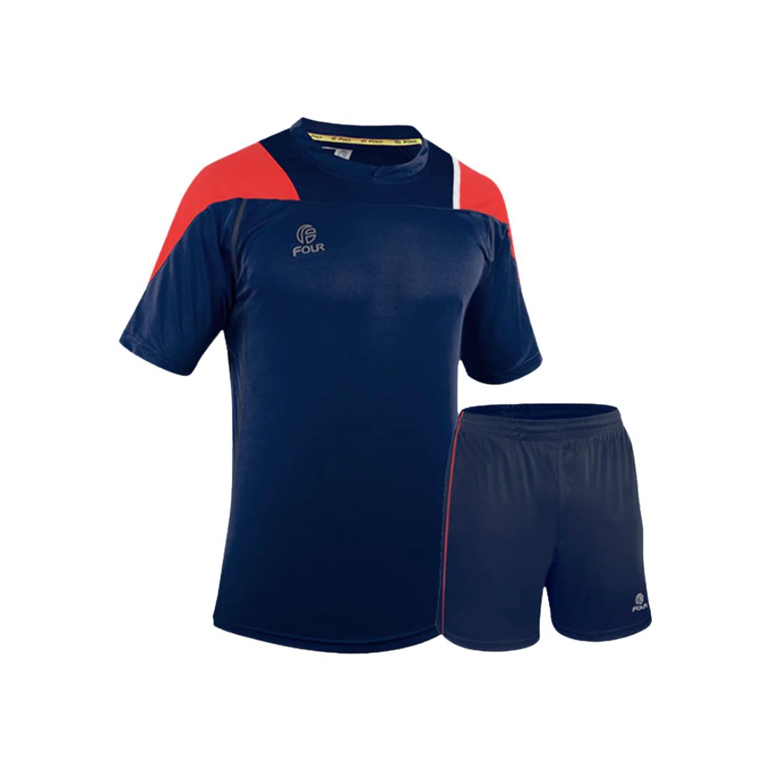 Camiseta de Futbol + Short Azul Marino Rojo - Four Parma - Talla M