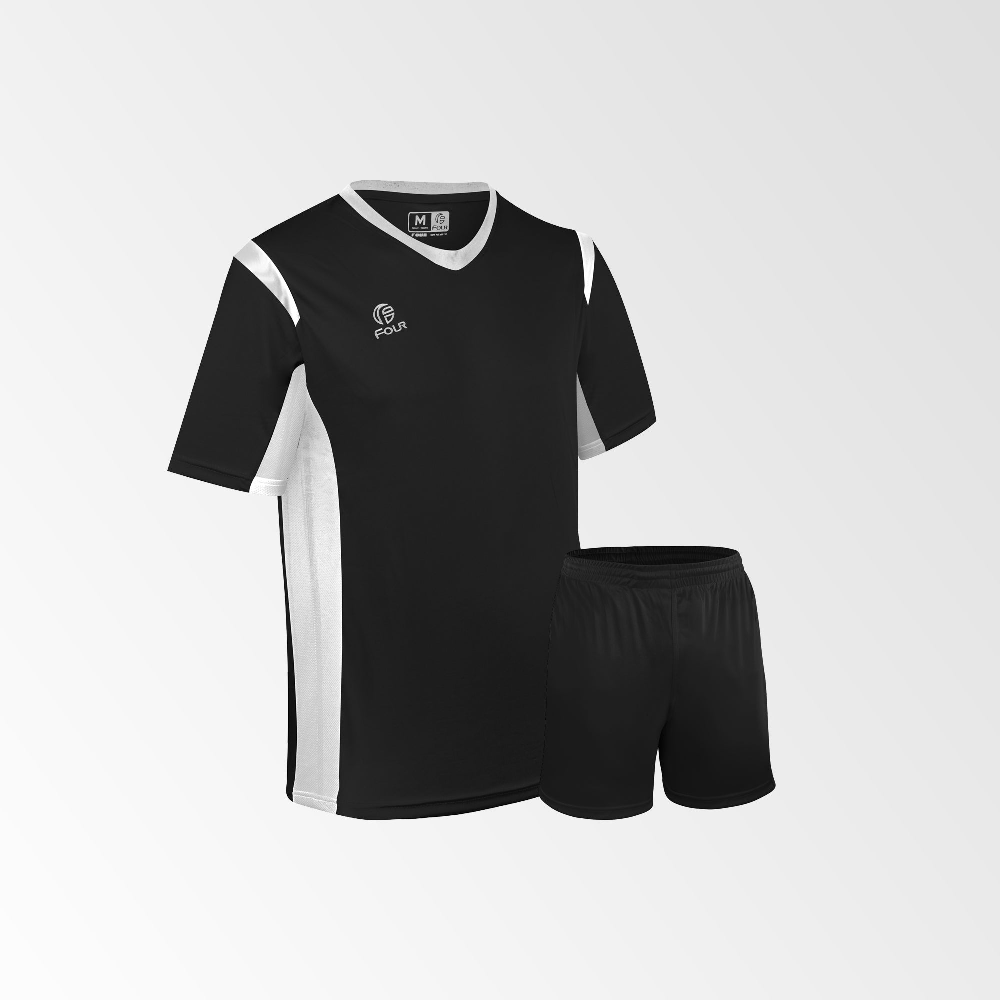 Camiseta de Futbol + Short Negro Blanco -  Four New Bundesliga