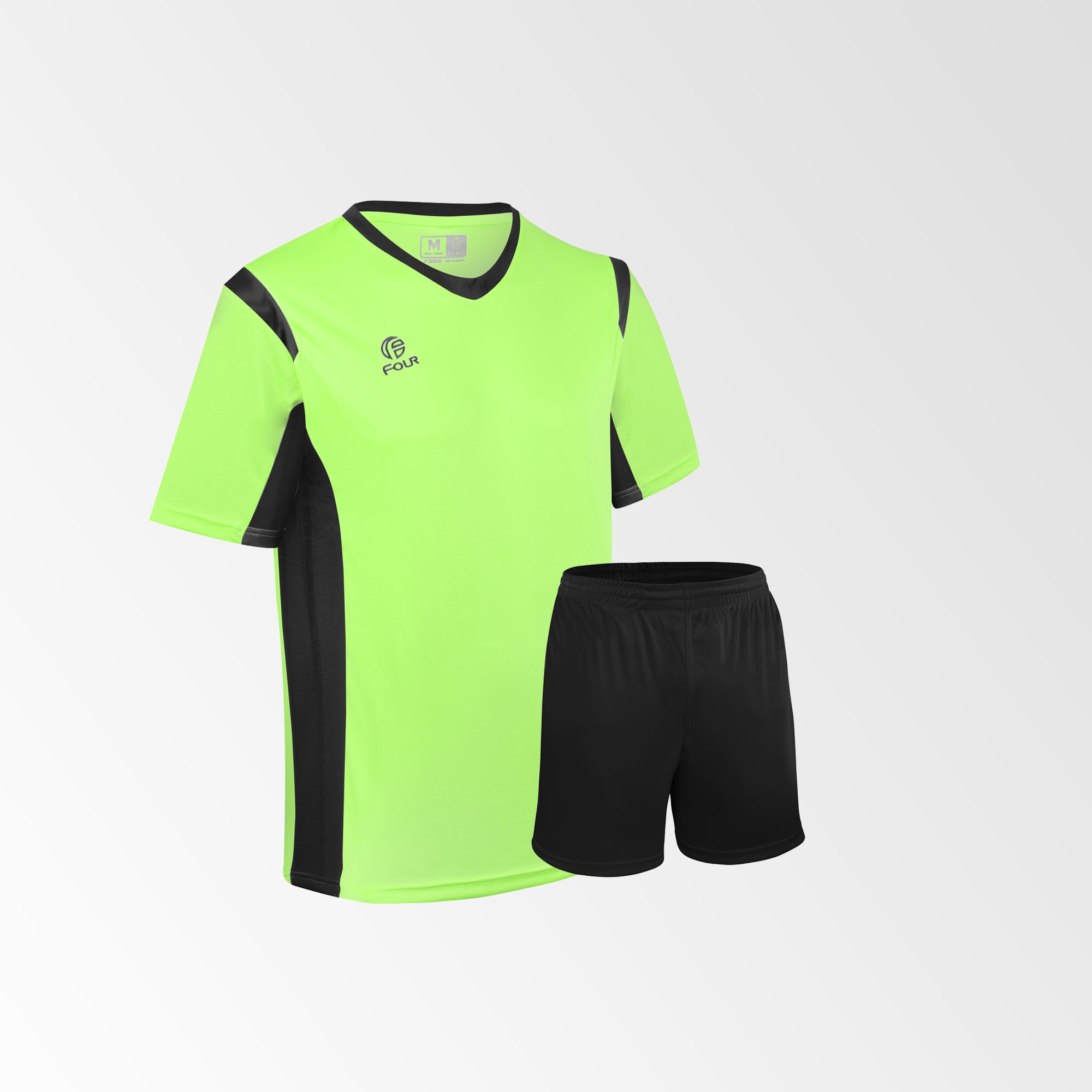 Camiseta de Futbol + Short Verde Neón Negro - Four New Bundesliga - Talla M