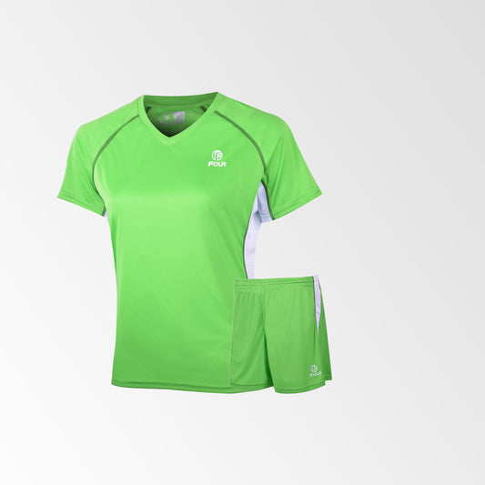 Pack 12 Camiseta de Futbol Mujer y Short Modelo Set Borussia Verde Flash-Blanco 12/L