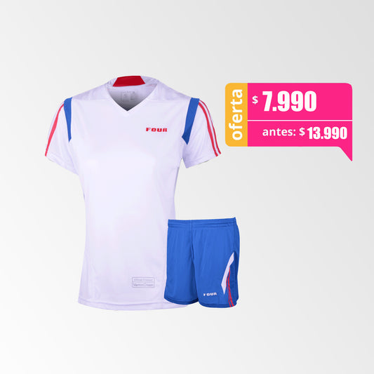 Camiseta de Futbol Mujer y Short Modelo Sampdoria Blanco-Azul-Rojo