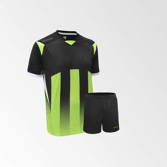 Camiseta de Futbol y Short Modelo Watford Negro-Blanco-Verde Lima