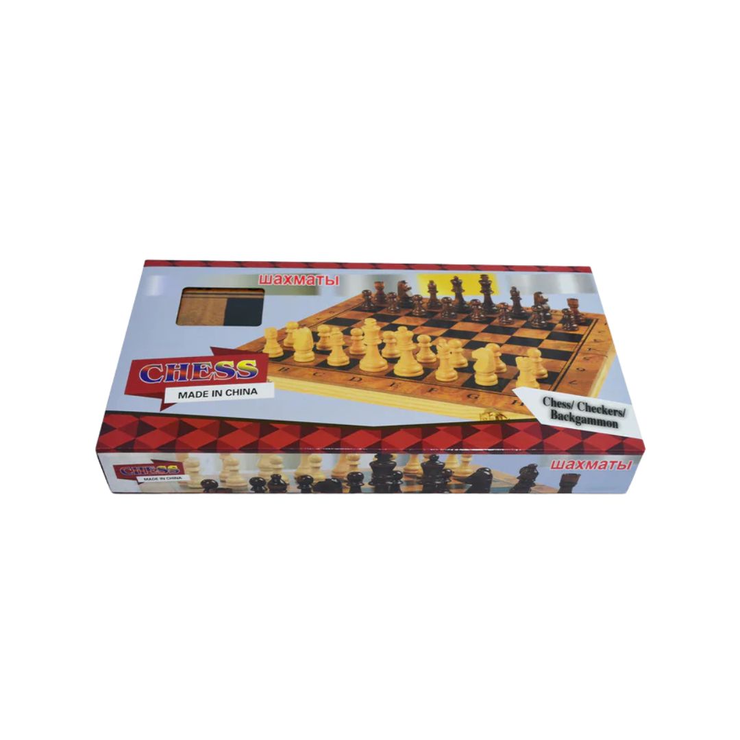 Tablero de Ajedrez Damas y Backgammon (3 en 1)