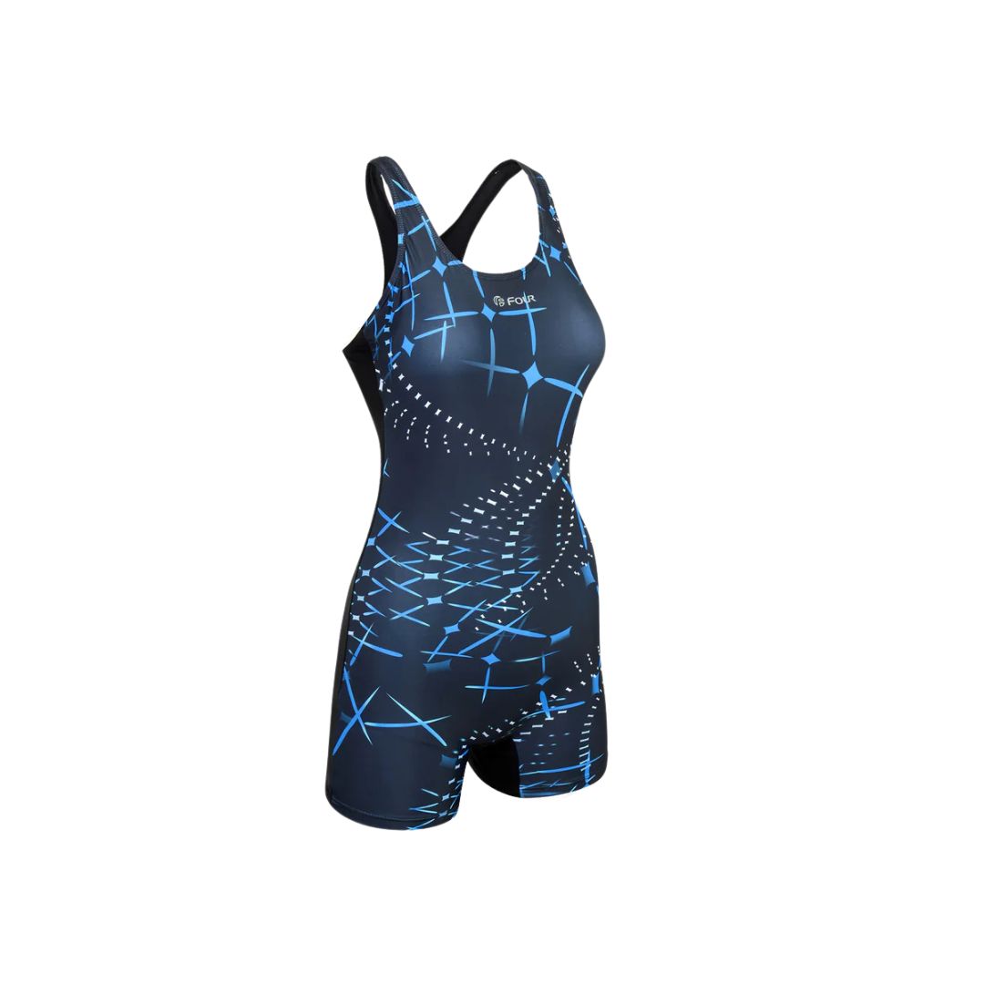 Traje de Baño Mujer Natación Boxer - Four Azul Negro