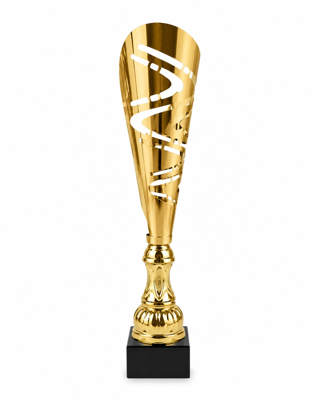 Copa Metálica Color Oro con Base de Mármol Negro