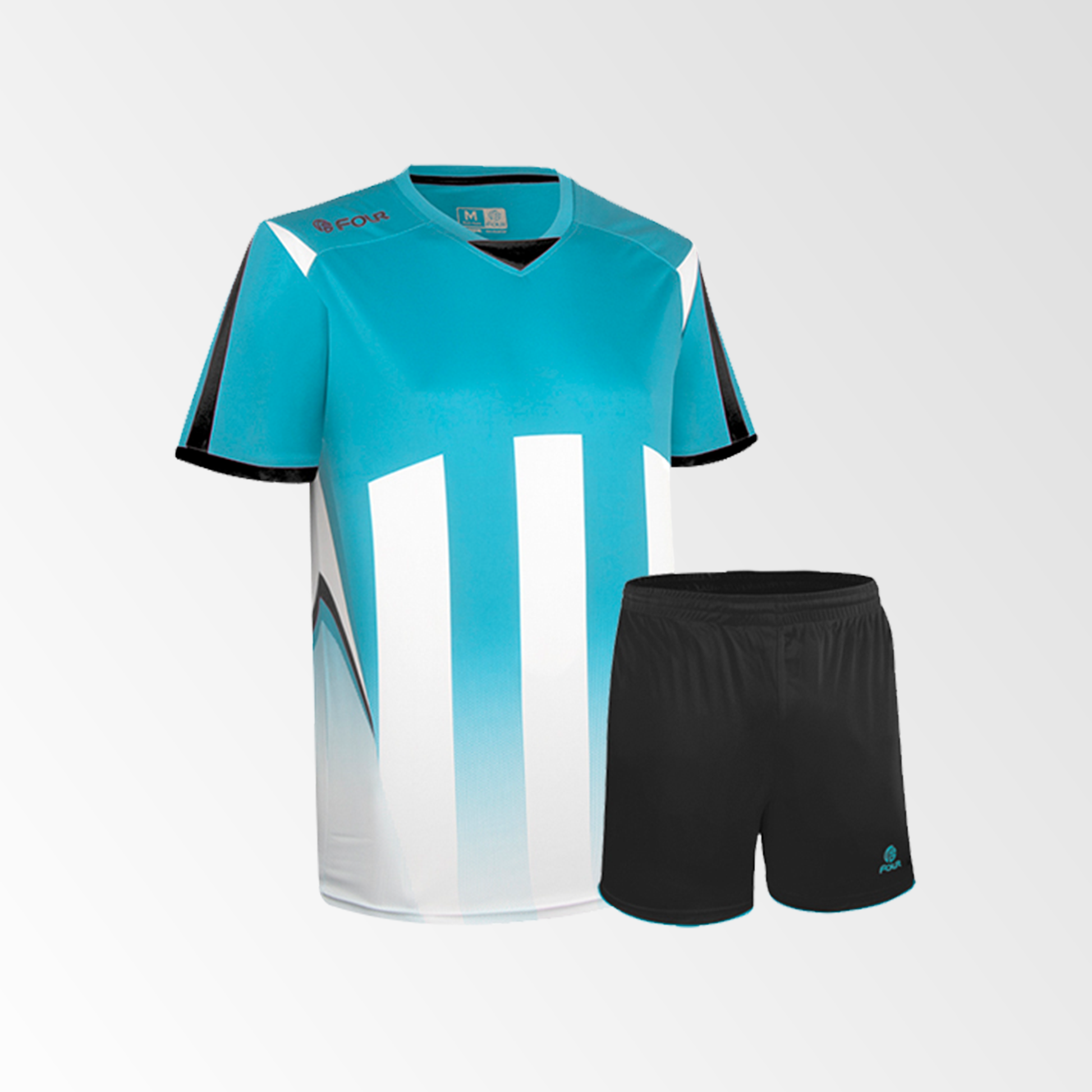 Camiseta de Futbol y Short Modelo Watford Celeste Negro Blanco – Tienda Four