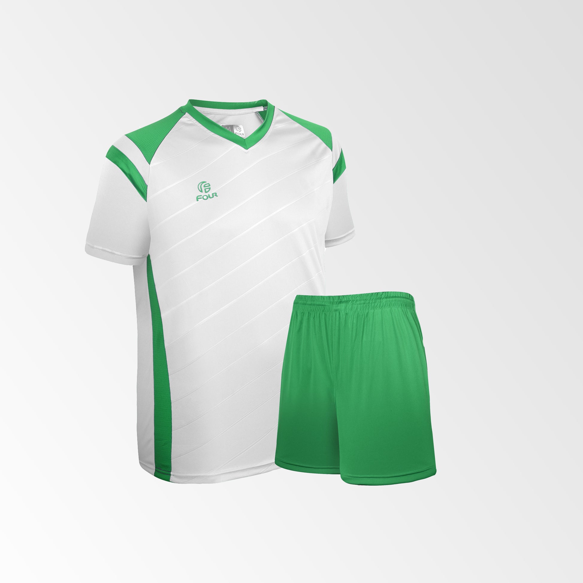 Camiseta de Futbol y Short Modelo High Five Blanco Verde – Tienda Four